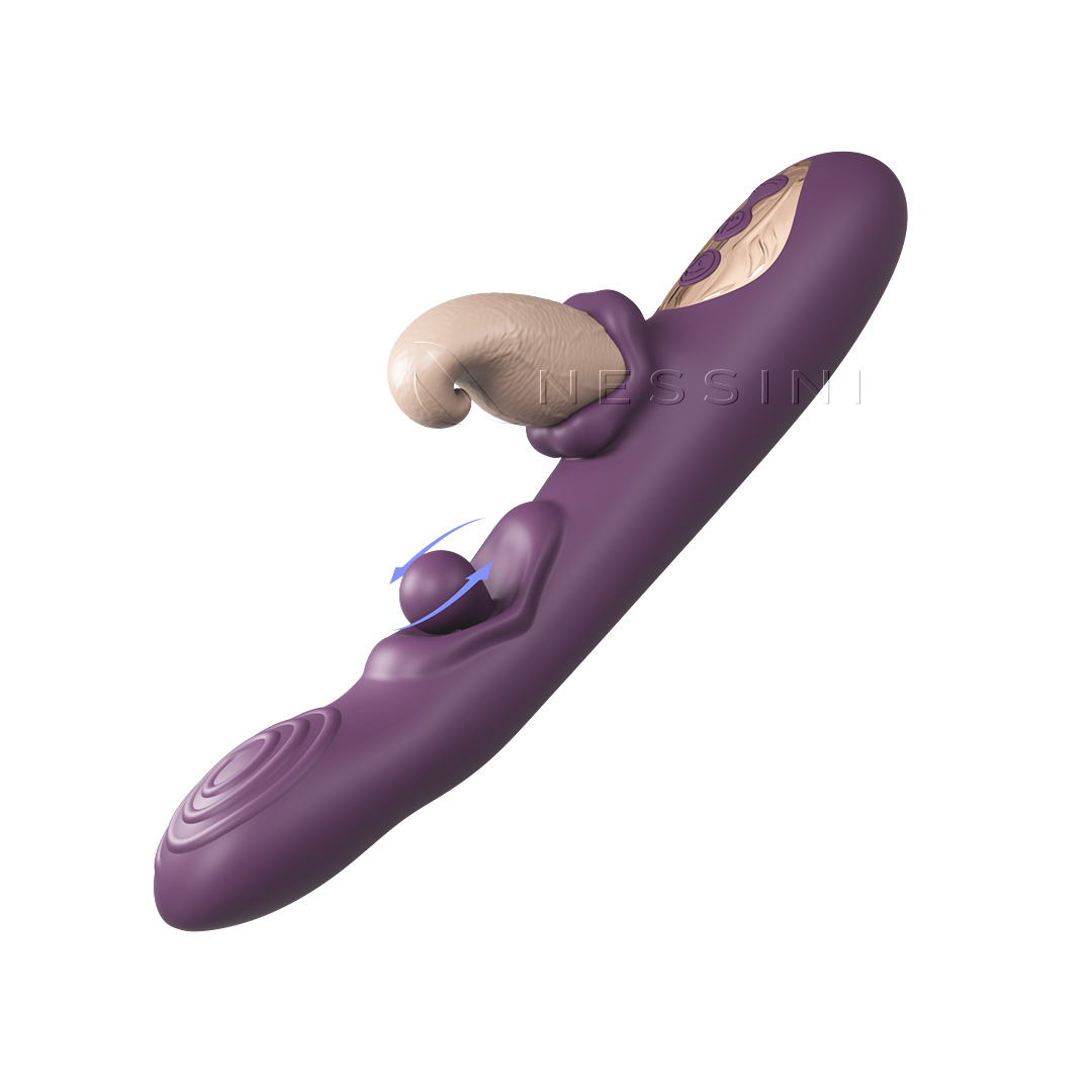 3-i-1 intimvibrator med rörelse- och vibrationsfunktion