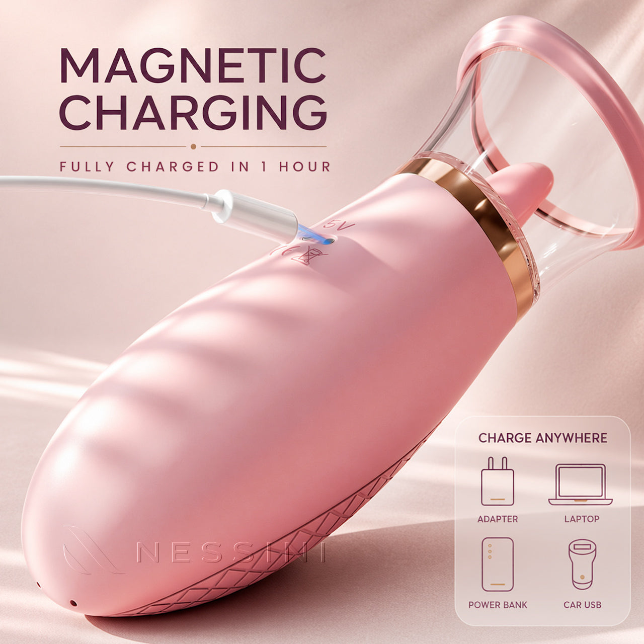 BlushWave Tongue-Motion Personal Massager – 9 Modes & 3 Suction Levels