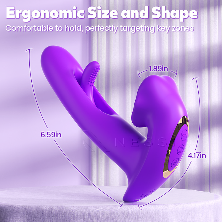 Ultimativer gebogener intimer Massager - Bewegung, Zunge & Vibrationskraft  